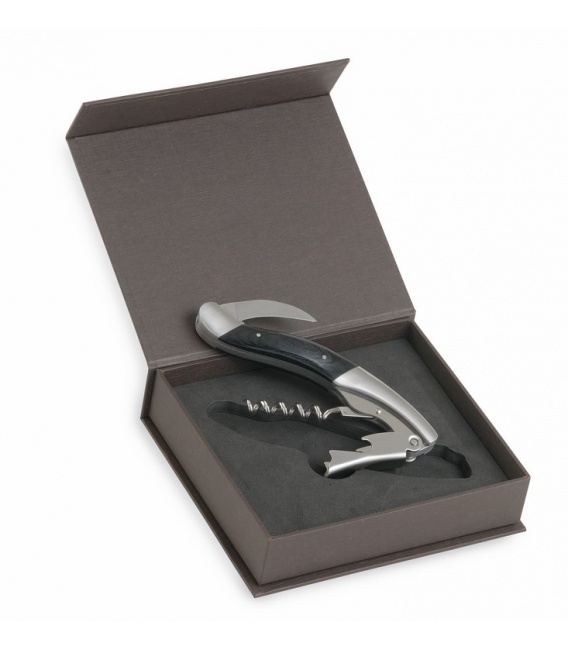 Corkscrew professional stainless steel with inserts of fine wood (black)