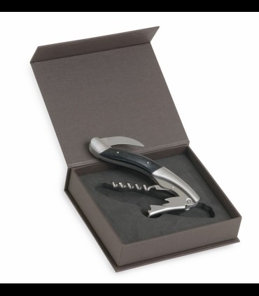 Corkscrew professional stainless steel with inserts of fine wood (black)